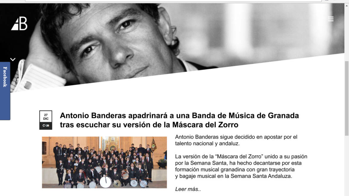 Antonio Banderas apadrinará la BMFM tras escuchar nuestra versión de la Máscara del Zorro