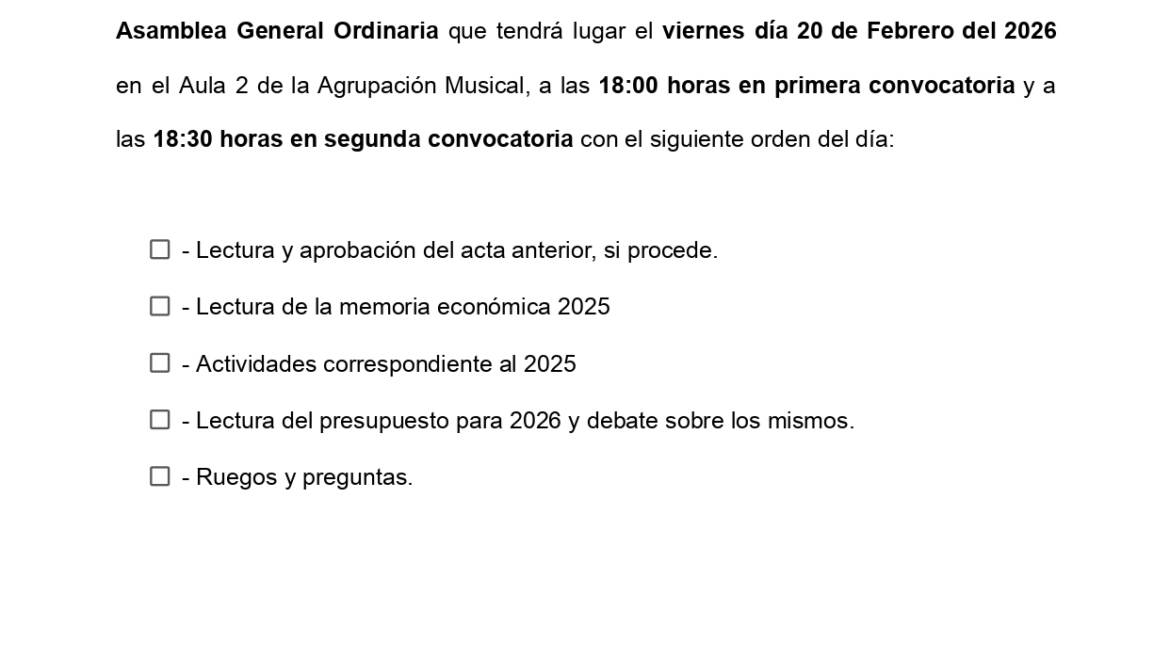 CONVOCATORIA ASAMBLEA GENERAL 2026