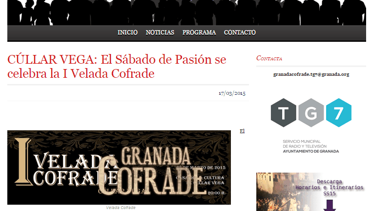 Granada Cofrade (TG7) recogiendo la celebración I Velada Cofrade en Cúllar Vega