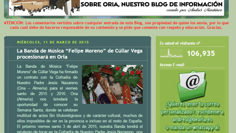 Noticia del Viernes Santo en Oria – Almería