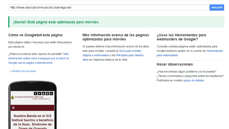 Nuestra web optimizada para moviles