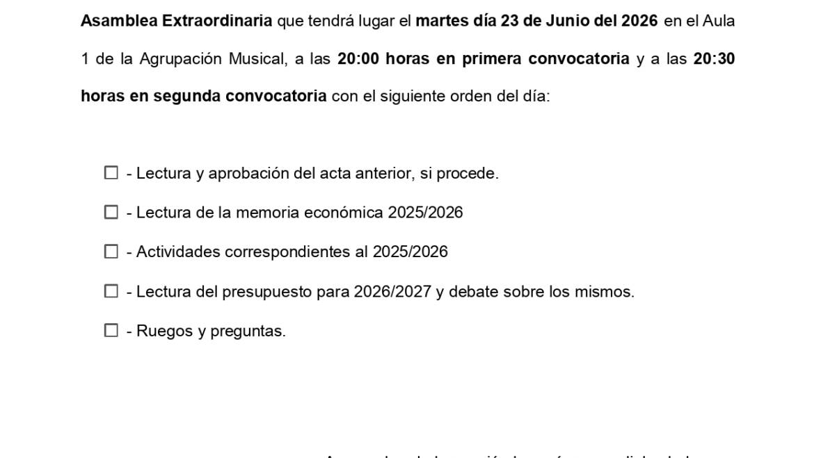 Convocatoria Asamblea Extraordinaria