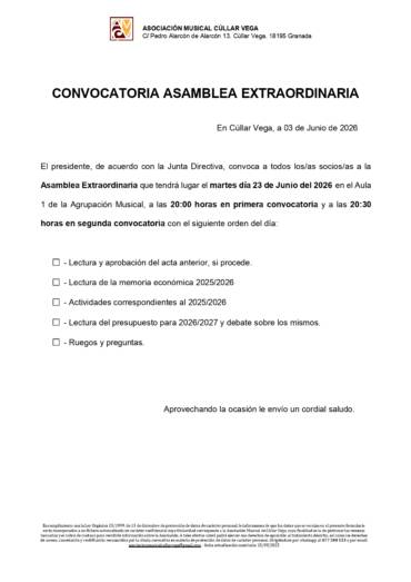 Convocatoria Asamblea Extraordinaria